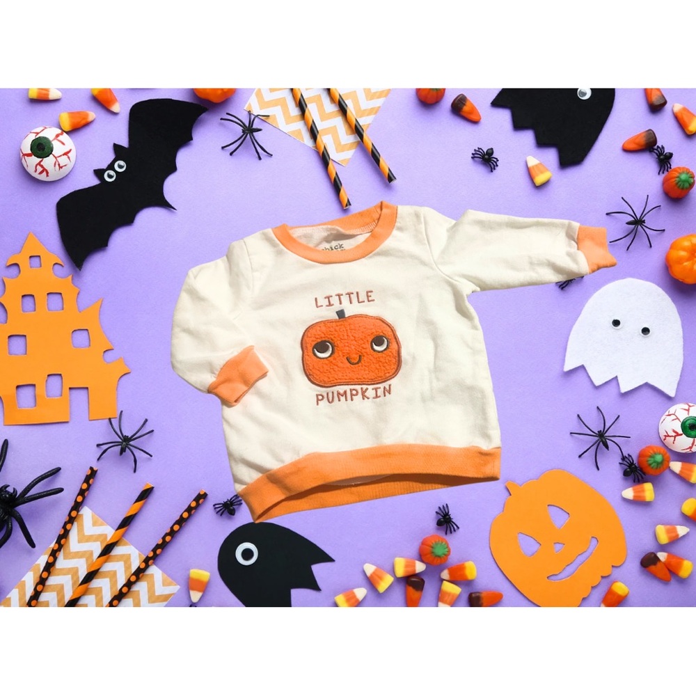 Chick Pea Little Pumpkin Costume Sweatshirt - Orange and Cream